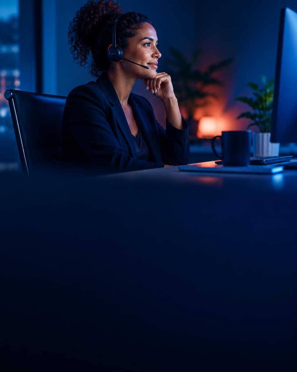 Business leader participating in a virtual event